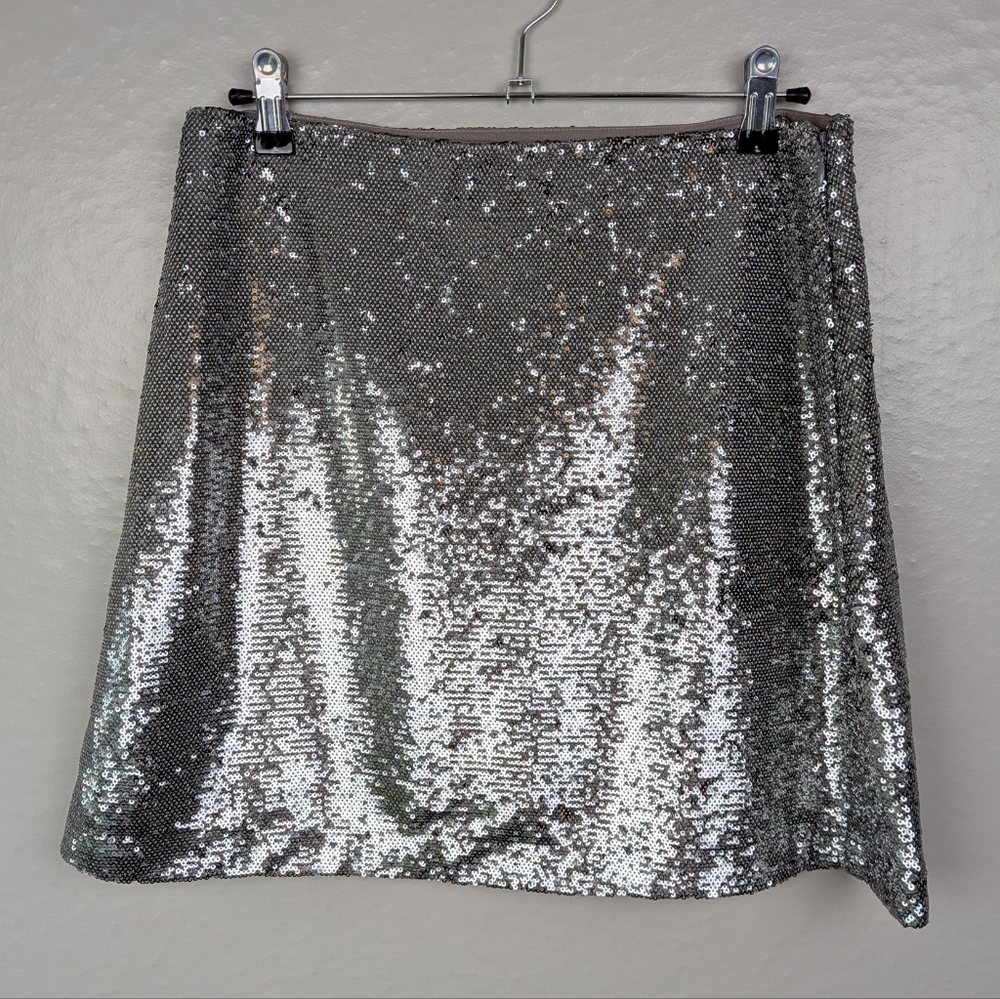GAP Silver Sequin Mini Skirt 8
